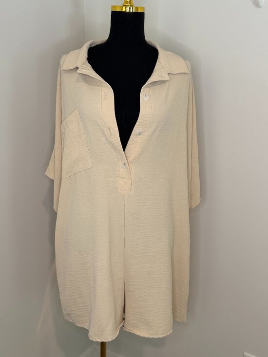 BUCKETLIST Pants - BUCKET LIST Cream Loose Fit Romper